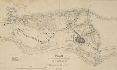 BACON, John Francis. “Plan of the town and vicinity of Bilbao : shewing the positions occupied by the besiegers, during the siege of Octr. 23d - Decr. 25th 1836.”  1838.