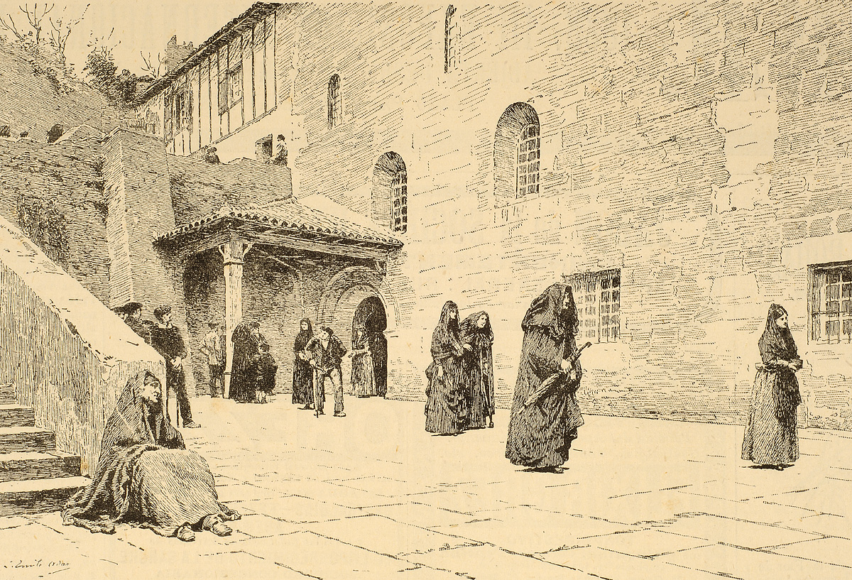"Salón de París, de 1887" : "la salida de misa, en Ziburu" (País Vasco)