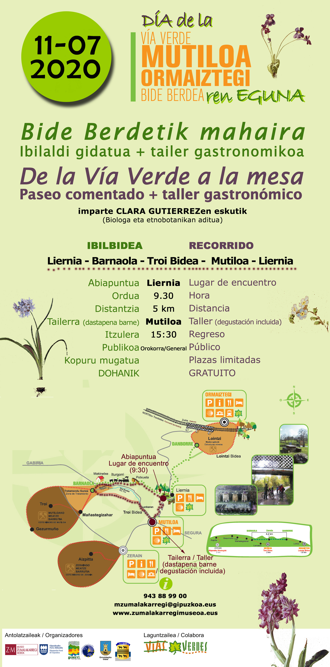 11ª edición dl día de la vía verde Mutiloa-Ormaiztegi. Actividad, "De la vía verde a la mesa" 