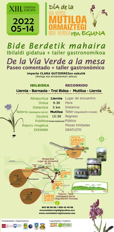XIII edición del Día de la vía verde Mutiloa-Ormaiztegi. Actividad, "De la vía verde a la mesa"