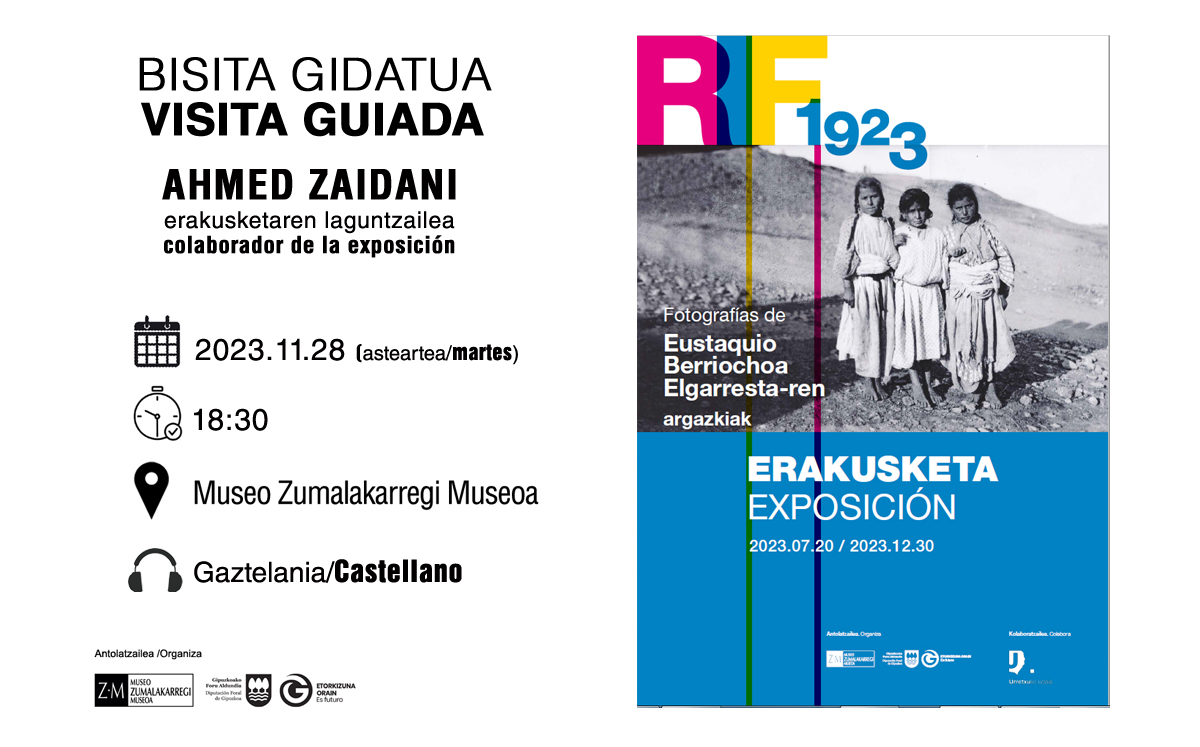 Visita guiada con Ahmed Zaidani a la exposiicón Rif 1923. Fotografías de Eustaqui Berriochoa Elgarresta