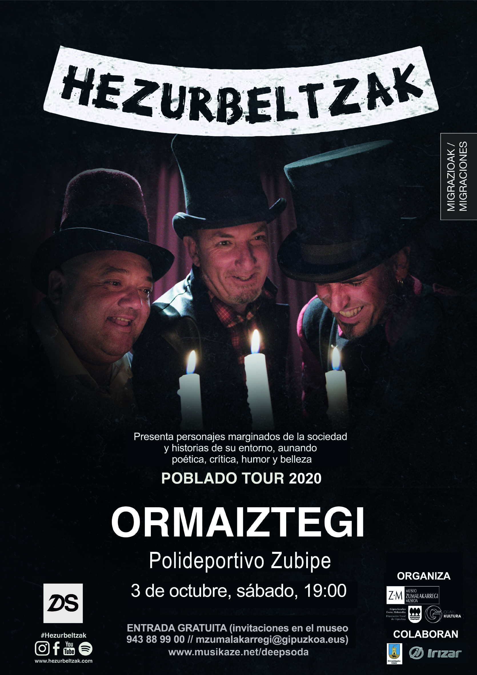 Cartel del concierto Hezurbeltzak 03.10.2020