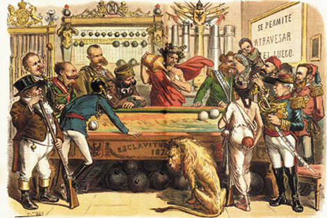 Gran billar del siglo XIX noble juego de la guerra. "Amaos los unos a los otros" 