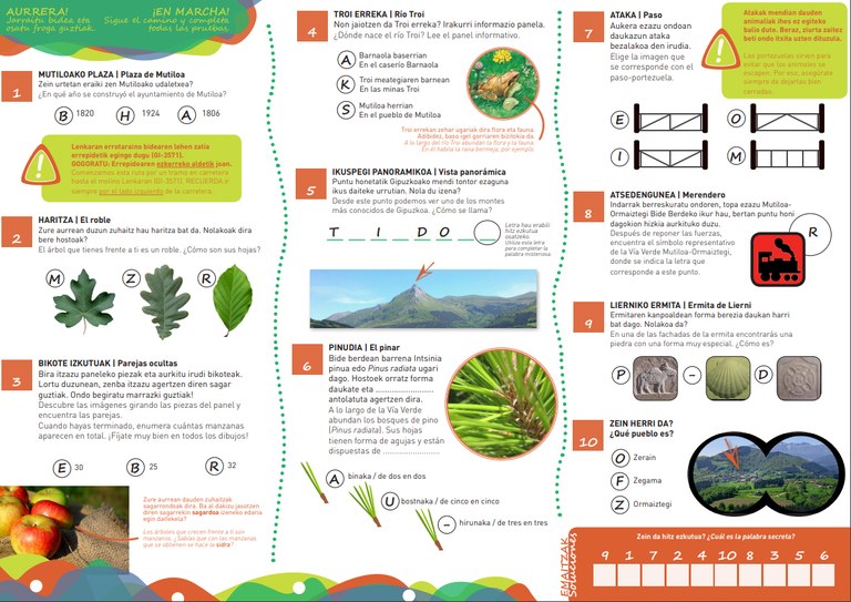 Juego de orientación en torno a la vía verde Mutiloa-Ormaiztegi dirigido a familias