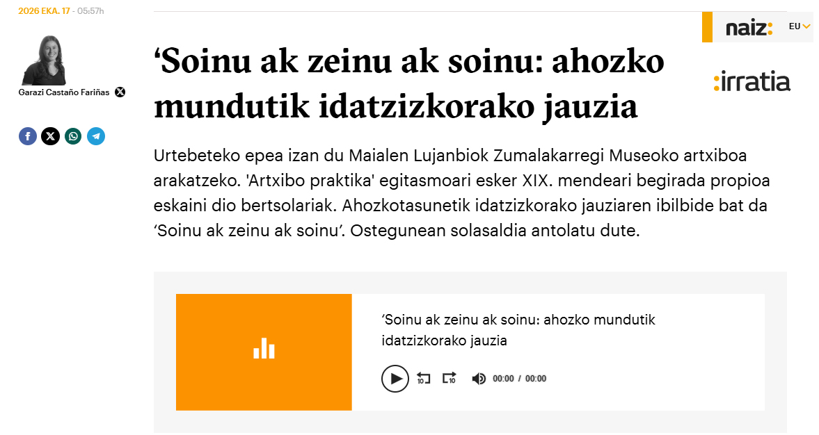 "Soinu ak zeinu ak" erakusketaren inaugurazioaren inguruan Naiz Irratiak argitaratuta erreportaia26_ZM_Soinu_ak_Zeinu_ak_Soinu_Naiz_Irratia