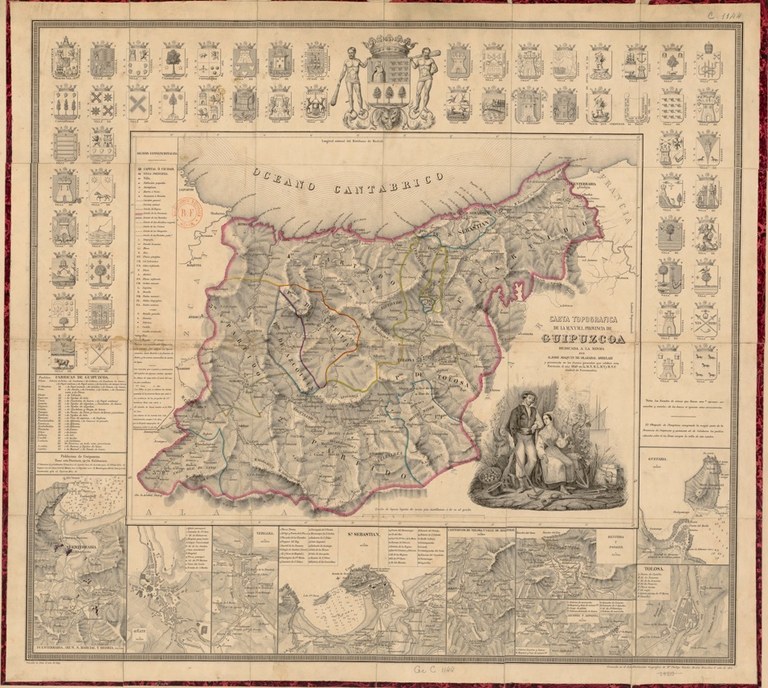 José Joaquín de Olazábal Arbelaiz. "Carta topográfica de la M.N. y M.L. provincia de Guipúzcoa". 1851.