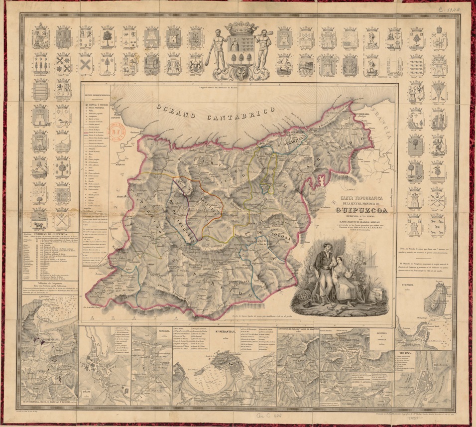 José Joaquín de Olazábal Arbelaiz. "Carta topográfica de la M.N. y M.L. provincia de Guipúzcoa". 1851.