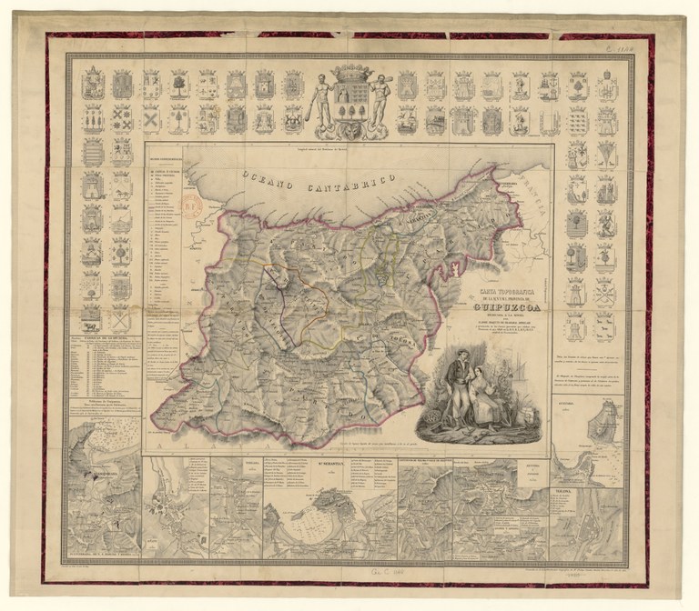 "Carta topográfica de la M.N. y M.L. provincia de Guipúzcoa". 1851. D. José Joaquín de Olazábal Arbelaiz y presentada en las Juntas Generales que celebró esta provincia el año 1849 en la M.N., M.L., M.V. y M.S.F. ciudad de Fuenterrabía ; trazada en Irun el año 1849. COP.