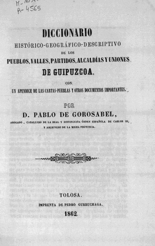 Gorosabel. Diccionario ... Guipuzcoa