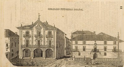 BRABO. "Plaza de Ońate, Casa consistorial, y Palacio." 1840. 