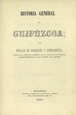 Soraluce. Historia Gral. de Guipuzcoa