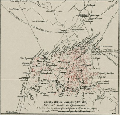 Guerra Hispano-Marroquí (1859-1860). Mapa del teatro de operaciones. (IEI)
