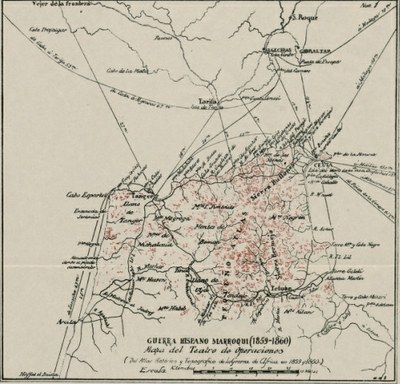 Guerra Hispano-Marroquí (1859-1860). Mapa del teatro de operaciones. (IEI)
