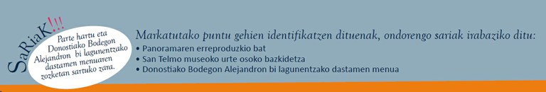 Bi sari izango dira: Batetik, parte hartu dutenen hartean bi lagunentzako dastamen menu zozketatuko dira. Bestetik, markatutako puntu gehien identifikatzen dituenak lortuko duena: Panoramaren erreprodukzio bat, San Telmo Museoko urte osoko bazkidetza eta Bodegon Alejandron bi lagunentzako dastamen menua. Erabakia epaimahaiak hartuko du.
