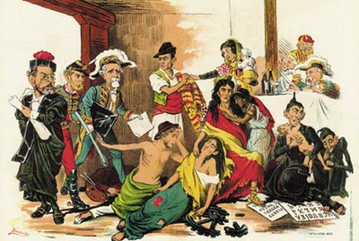 El hambre de ahora. (Parodia del cuadro de Aparicio titulado: El hambre de Madrid) El hambre de ahora. (Parodia del cuadro de Aparicio titulado: El hambre de Madrid)