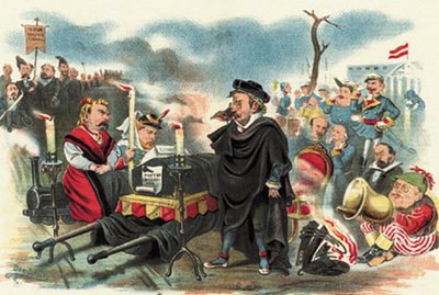 La chifladura del monstruo. (Parodia del cuadro de Pradilla: Doña Juana la Loca) La chifladura del monstruo. (Parodia del cuadro de Pradilla: Doña Juana la Loca)